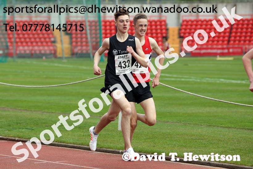 Mens under-17s 1500 metres, North Eastern Champs, Gateshead Stadium. Photo: David T. Hewitson/Sports for All Pics